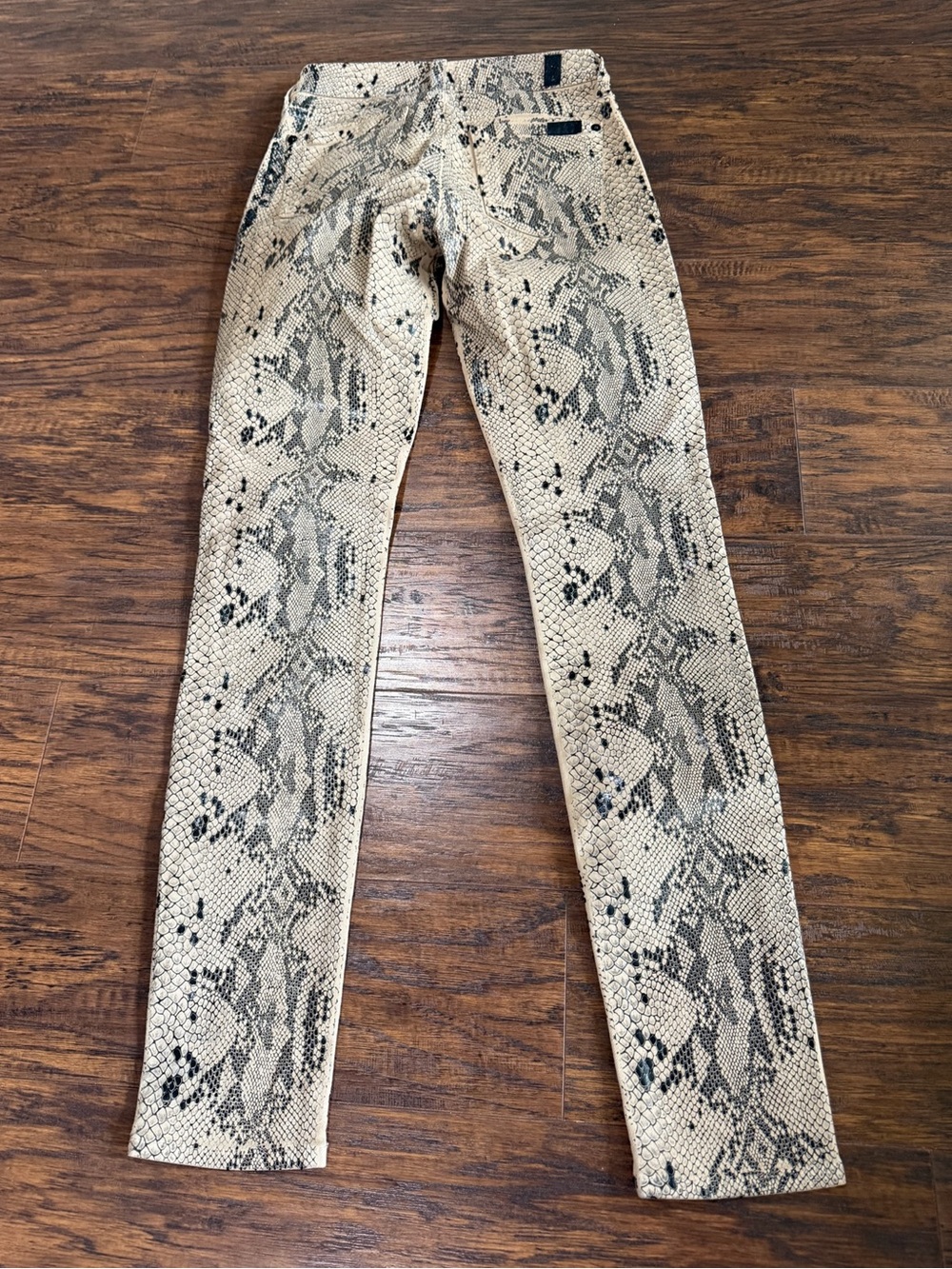 7 For All Mankind Women's Tan & Black Pattern "The Skinny" Pants Size 25 - Picture 3 of 12